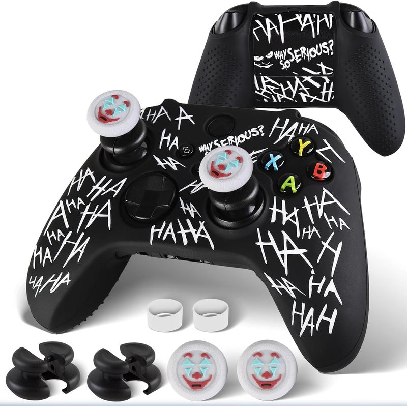 PlayRealm غطاء جلدي سيليكوني ملصق x 1 ومقابض موسعة x 2 لجهاز تحكم Xbox Series/One ذا جوكر - Image 1